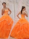 Pretty Appliques and Beading Sweet 15 Dresses in Orange