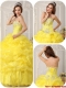 Pretty Beading and Ruffles Quinceanera Dresses in Yellow