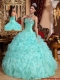Wholesale Apple Green Sweetheart Beading and Ruffles Quinceanera Dresses