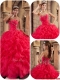 Wholesale Coral Red Ball Gown Floor Length Ruffles Quinceanera Dresses