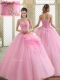 Hot Sale Sweetheart Rose Pink Discount Quinceanera Dresses with Beading