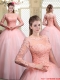 Pretty Bateau Long Sleeves Beading and Appliques Quinceanera Dresses