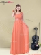 Affordable One Shoulder Floor Length Prom Dresses with Ruching and Belt
