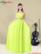 Spring Hot Sale Empire Sweetheart Belt Dama Dresses in Yellow Green for 2016