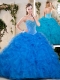 2016 Pretty Beading and Ruffles Quinceanera Dresses in Blue