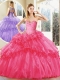 2016 Pretty Hot Pink Quinceanera Dresses with Beading