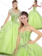 2016 Spring New Styles Sweetheart Beading Quinceanera Dresses in Yellow Green