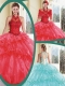 New Styles Appliques and Ruffles Quinceanera Gowns with Halter Top