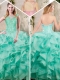 Pretty Appliques and Ruffles Sweet 16 Dresses in Turquois