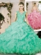 Pretty Brush Train Quinceanera Dresses with Appliques and Ruffles