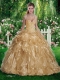 Fashionable Sleeveless Beading Sweet 16 Gowns in Champange
