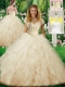 Latest Sweetheart Champagne Quinceanera Dresses with Beading