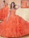 Elegant Ball Gown Orange Red Sweet 16 Dresses with Ruffles