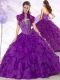 Latest Ball Gown Purple Quinceanera Gowns with Beading and Ruffles