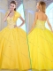 Modest Ball Gown Yellow Sweet 16 Gowns with Beading