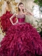New Style Burgundy Quinceanera Gowns with Beading and Ruffles