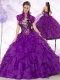 New Style Sweetheart Ruffles and Sequins Quinceanera Dresses in Purple