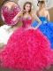 Super Hot Sweetheart Hot Pink Quinceanera Gowns with Ruffles