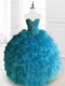 Beautiful Beading and Ruffles Sweetheart Quinceanera Dresses in Blue