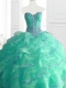 Beautiful Sweetheart Beading and Ruffles Quinceanera Gowns in Turquois