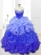 New Sweetheart Blue Quinceanera Gowns with Beading and Ruffles