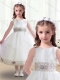 2016 Discount Scoop White Flower Little Girl Dress with Appliques