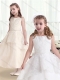 2016 Hot Sale Bateau Flower Little Girl Dress with Beading and Appliques