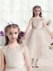 2016 Most Popular Scoop Champagne Flower Little Girl Dress with Appliques