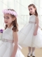 2016 Wonderful Scoop White Flower Little Girl Dress with Beading