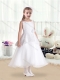 Fashionable Scoop Flower Little Girl Dress with Hand Made Flowers