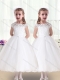 Pretty Bateau Cap Sleeves White Flower Little Girl Dress
