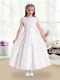 Pretty Scoop Satin Flower Little Girl Dress with Appliques