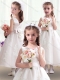 Romantic Scoop Flower Little Girl Dress with Appliques and Bowknot