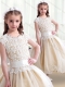 Simple Scoop Ball Gown Flower Little Girl Dress with Belt