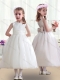 Top Selling White Flower Little Girl Dress with Bowknot
