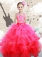 Beautiful Halter Top Hot Pink Mini Quinceanera Dresses with Beading