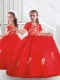 Best Ball Gown Scoop Appliques Little Girl Pageant Dresses in Red