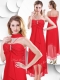 Best Spaghetti Straps High Low Red 2016 Dama Dress with Beading