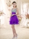 Best Straps Short Purple Sexy Prom Dresses with Sequins