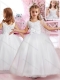 Elegant Scoop Handcrafted Flower and Applique Adorable Little Girl Pageant Dress in Tulle