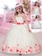 Exquisite See Through Belted and Applique Adorable Little Girl Pageant Dress in White