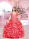 Exquisite Visible Boning Red Flower Girl DresMini Quinceanera Dresses with Beading and Ruffles