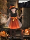 Lovely A Line Scoop Bowknot Little Girl Dress in Orange Red and Black