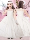 Modern Scoop Applique White Mini Quinceanera Dresses in Tulle for 2016