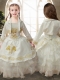 Perfect Ruffled Layers White Mini Quinceanera Dresses with Gold Embroidery