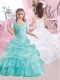 Pretty Straps Beaded and Pick Ups Mini Quinceanera Dresses in Aqua Blue