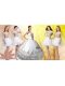 Beautiful White Applique and Beaded Quinceanera Dress and Short Scoop Dama Dresses