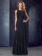 Classical Column Scoop Criss Cross Applique Black Prom Dress