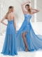 Lovely Zipper Up Baby Blue Long Prom Dress with Beading