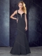 Mermaid Straps Satin Black Prom Dress with See Through Back
